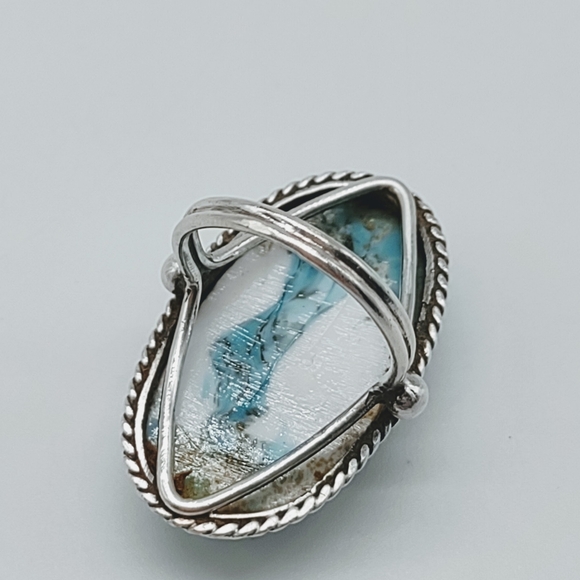 Vintage Sterling Silver Turquoise Hubbell Glass Ring - Picture 11 of 13